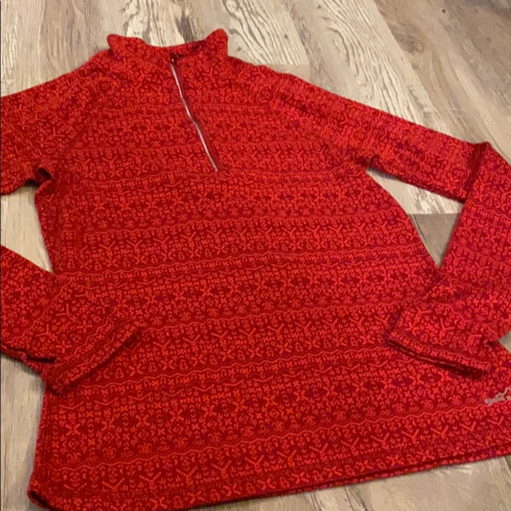 Eddie Bauer red winter print 1/4 zip sweatshirt